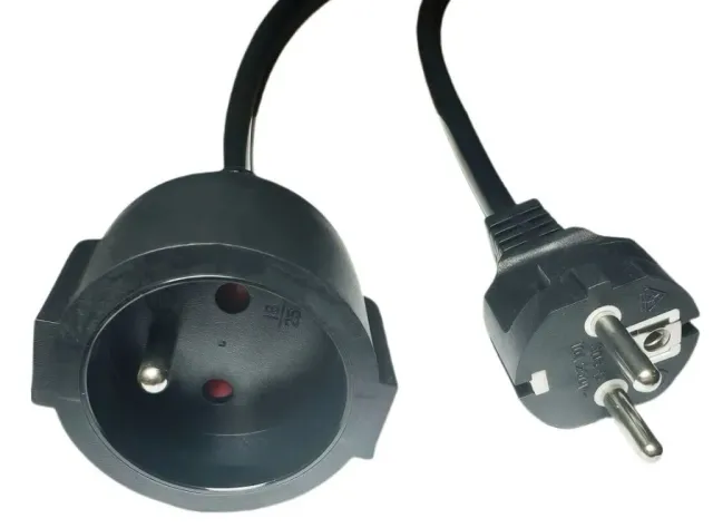 Microconnect stroom verlengkabel EU-Type E 3m zwart