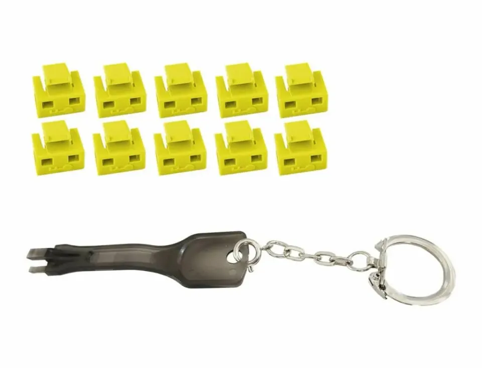 MicroConnect RJ45 poortblokkers 10 stuks geel met sleutel