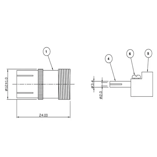 T.E.G. antenne plug female geïsoleerd RG59 kabel