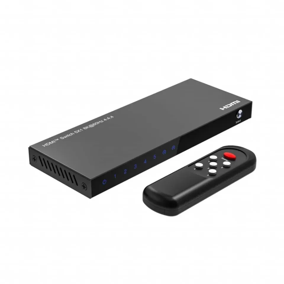 Microconnect 8K@60Hz HDMI switch 5x1 met afstandsbediening