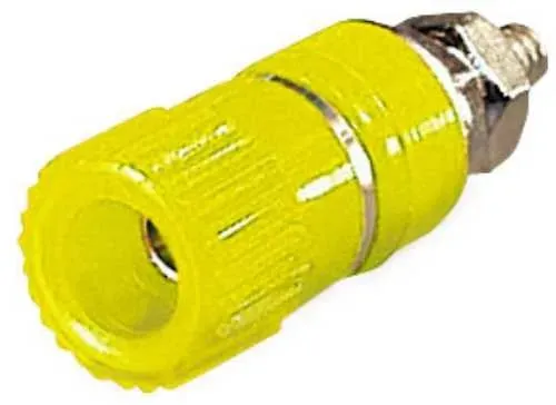 T.E.G. banaan stekkerbus 4mm inbouw geel met klem