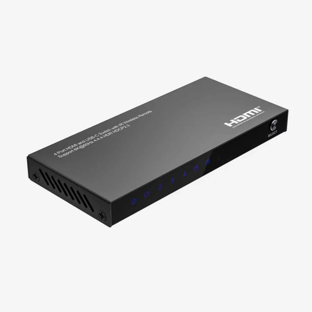 MicroConnect 8K USB-C HDMI switch 4x1 met afstandsbediening