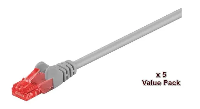 Microconnect CAT6 U/UTP netwerkkabel 15m grijs 5-pack