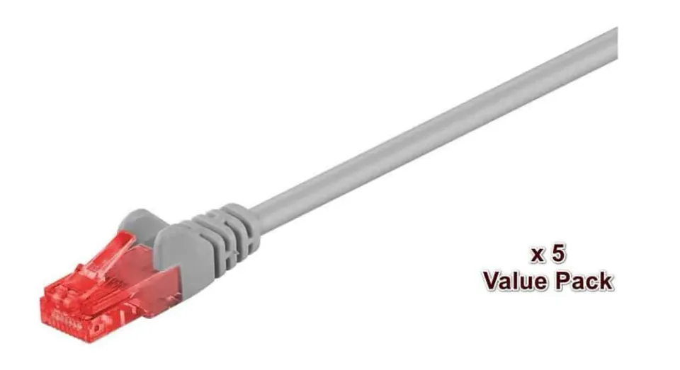Microconnect CAT6 U/UTP netwerkkabel 15m grijs 5-pack