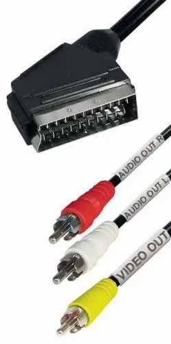 T.E.G. scart naar 3x cinch verloopkabel 2 m male