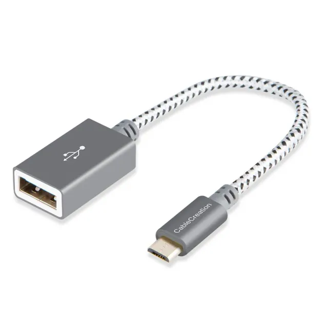 CableCreation Micro USB naar USB OTG adapter gevlochten