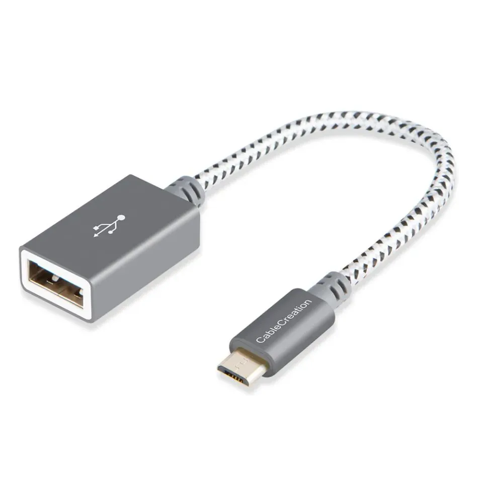 CableCreation Micro USB naar USB OTG adapter gevlochten