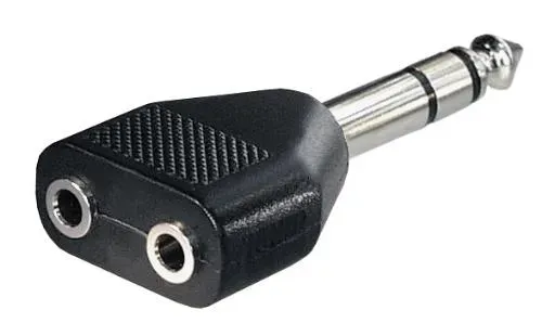 T.E.G. 6,3mm verloopadapter stereo male naar 2x 3,5mm