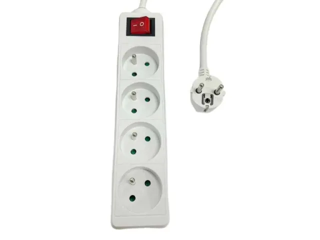 MicroConnect 4-voudig stekkerdoos Frans type E wit 5m