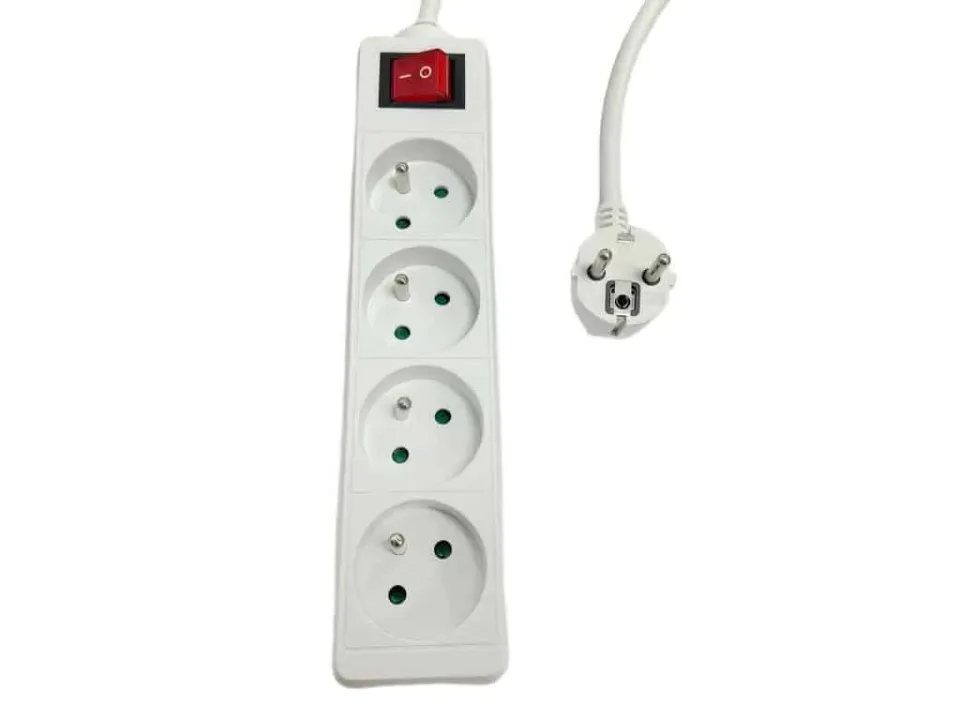 MicroConnect 4-voudig stekkerdoos Frans type E wit 5m
