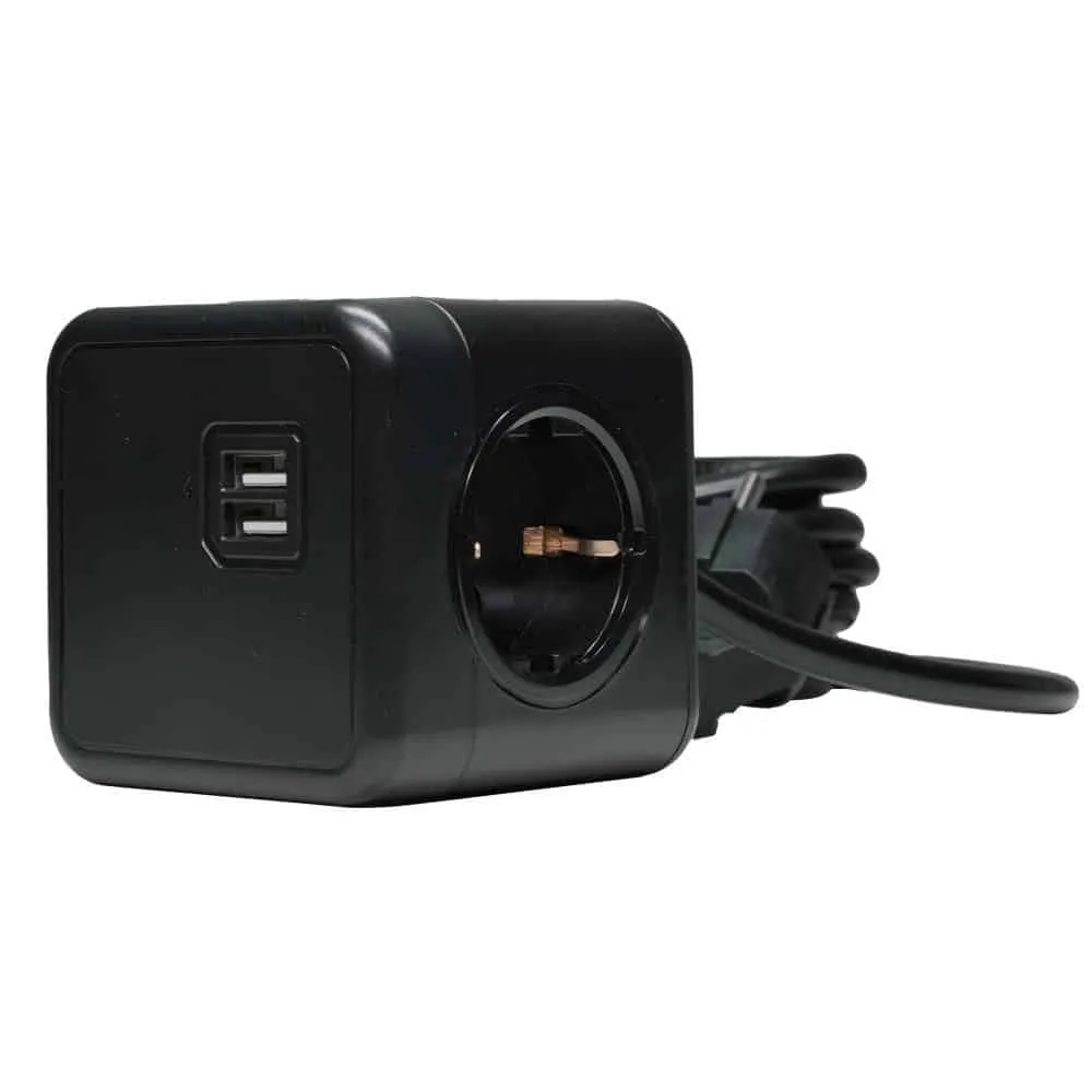 Microconnect Power Cube Duo USB stekkerdoos 3m zwart