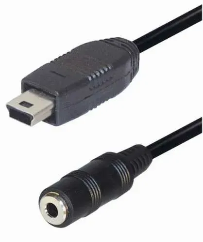 T.E.G. USB mini verloopkabel 5-pin naar 3,5mm 0,1m zwart