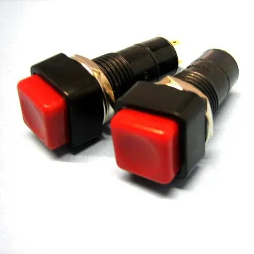 T.E.G. drukschakelaar 1x aan/uit rood 15x15x38mm