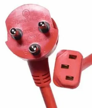 Microconnect Type K naar C13 stroomkabel 3m rood 13A ziekenhuis