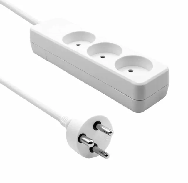 Microconnect stekkerdoos 3-voudig 5m wit Deens