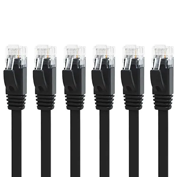 Yauhody Y-NC6-FB platte CAT6 kabel zwart 6-pack afgeschermd