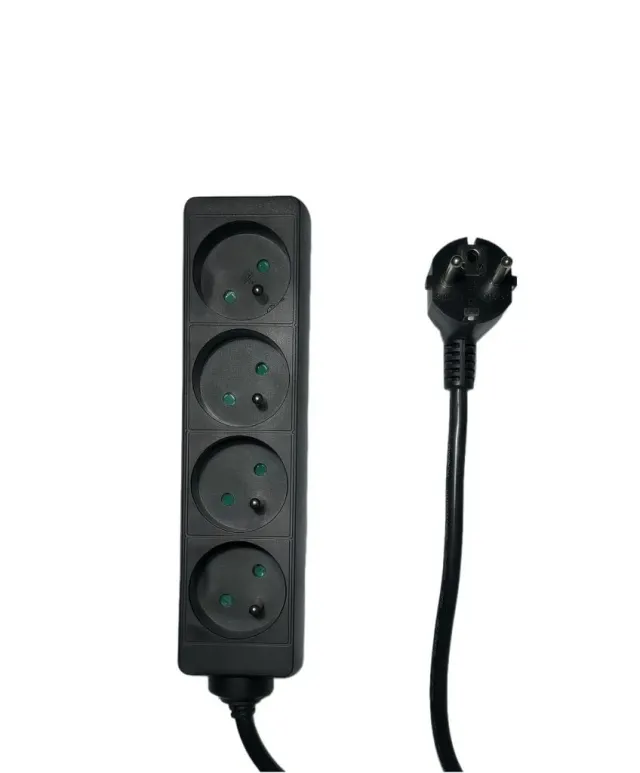 Microconnect stekkerdoos 4-voudig type E 1,5m zwart