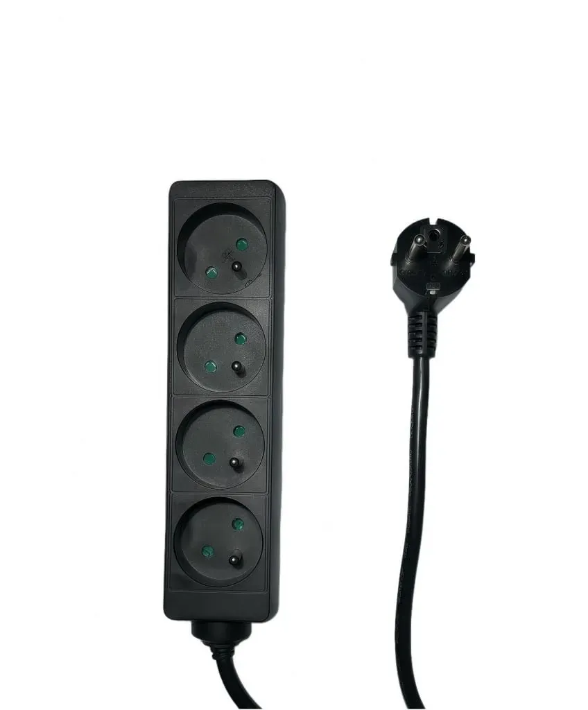 Microconnect stekkerdoos 4-voudig type E 1,5m zwart