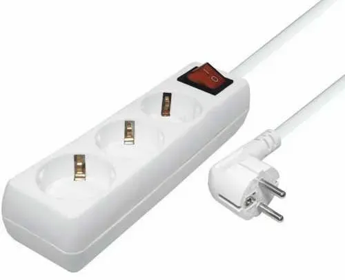 T.E.G. Contactdoos 3-voudig met Schakelaar 1,4m wit