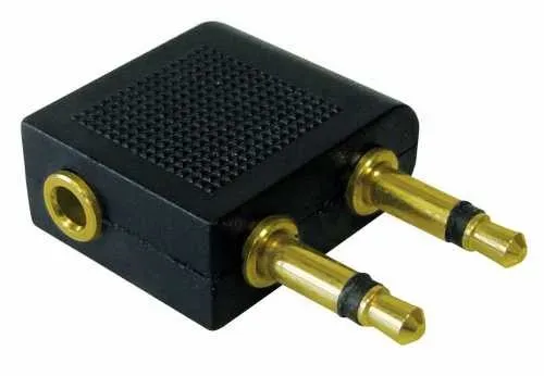 T.E.G. 3,5mm koppeling 2x mono-stereo vliegtuig verguld
