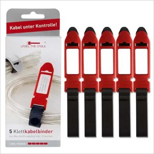 Label the Cable Original Klittenband 5 Stuks Zwart Rood Label