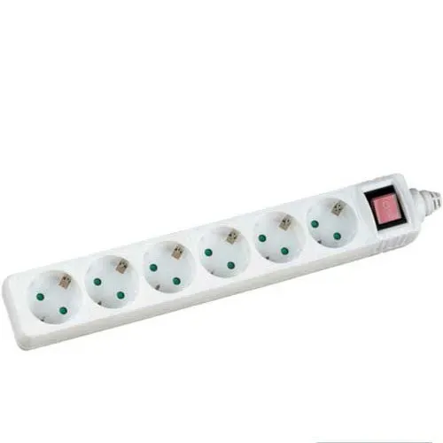 T.E.G. contactdoos 6-voudig wit 3 meter met schakelaar