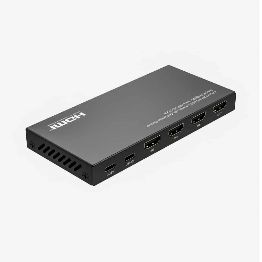 MicroConnect 8K USB-C HDMI switch 4x1 met afstandsbediening
