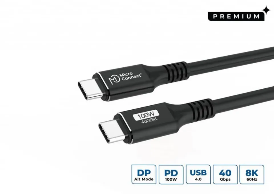 Microconnect Premium USB-C naar USB-C kabel 3m 100W 40Gbps