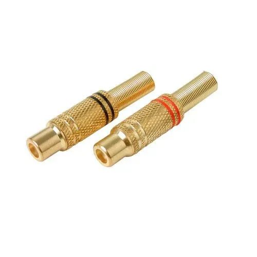 T.E.G. cinch stekker female zwart verguld 6mm kabel