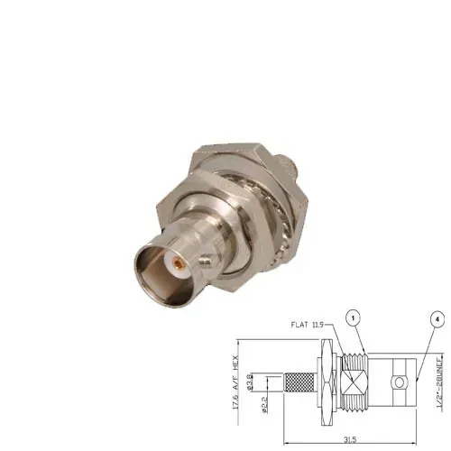 T.E.G. BNC crimp chassisdeel RG179-RG187 kabel