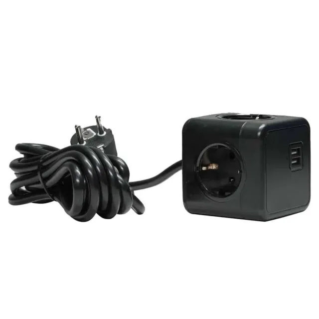 Microconnect Power Cube Duo USB stekkerdoos 3m zwart