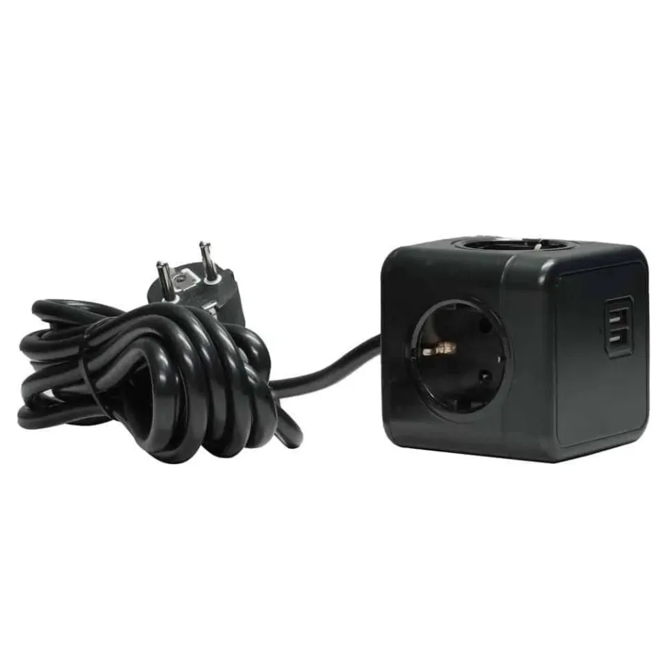 Microconnect Power Cube Duo USB stekkerdoos 3m zwart