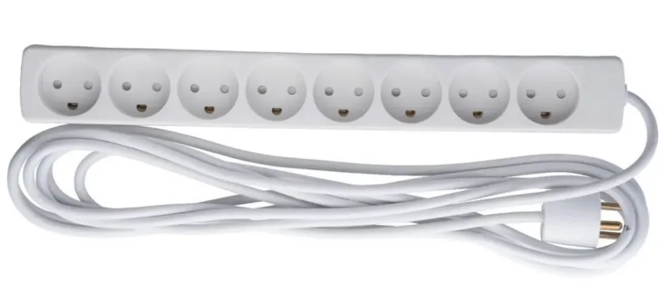 Microconnect Deense stekkerdoos 8-voudig 5m wit