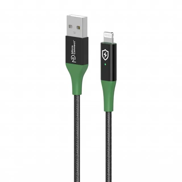Microconnect Smart Charge MFI Lightning kabel 1m zwart/groen auto-stop