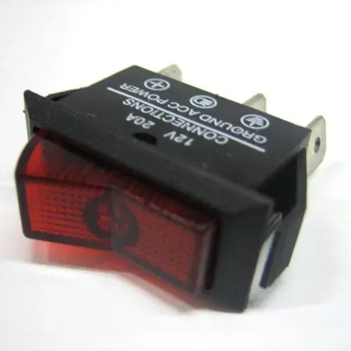 T.E.G. 12V 20A wipschakelaar rood 27x11,8mm lampje