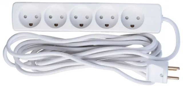Microconnect 5-voudig Deense stekkerdoos 5m wit kinderbeveiliging