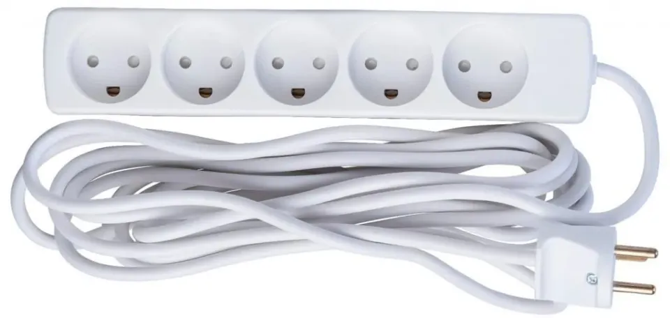 Microconnect 5-voudig Deense stekkerdoos 5m wit kinderbeveiliging