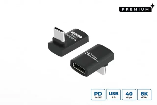 Microconnect Premium USB4 USB-C haakse adapter 90° 40Gbps