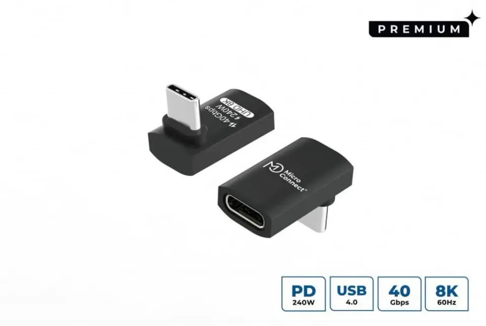 Microconnect Premium USB4 USB-C haakse adapter 90° 40Gbps