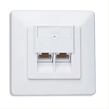 T.E.G. Cat5e UTP contactdoos dubbel inbouw wit 2-poort