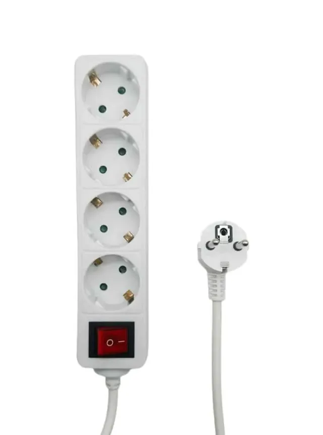 Microconnect stekkerdoos 4-voudig schuko 5m wit met schakelaar