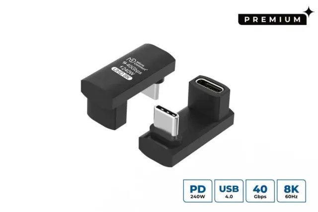 Microconnect Premium USB4 adapter USB-C 240W 40Gbps dubbel haaks