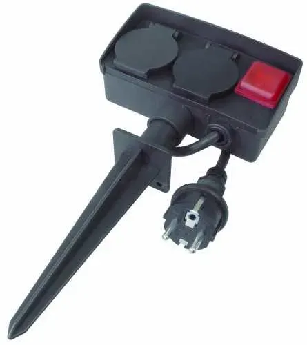 T.E.G. IP44 contactdoos 1 naar 2 met grondpin spatwaterdicht
