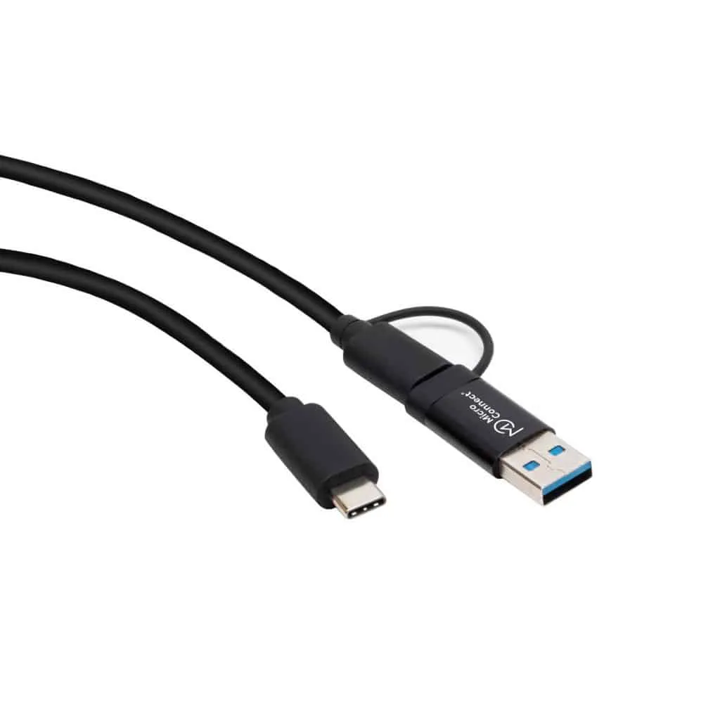 Microconnect USB-C kabel 1m met USB-A adapter 5Gbps
