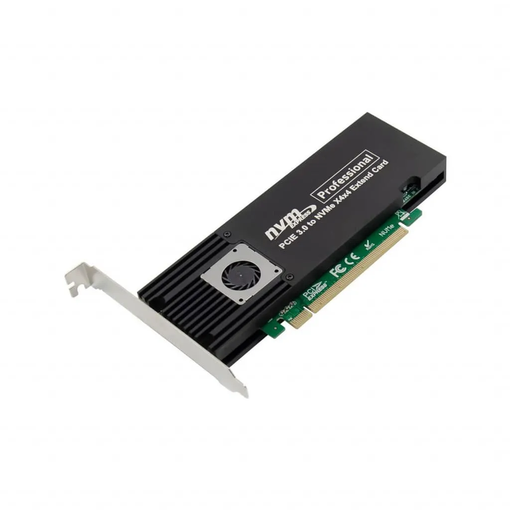 Microconnect PCIe x16 M.2 NVMe SSD adapter 4-poorts