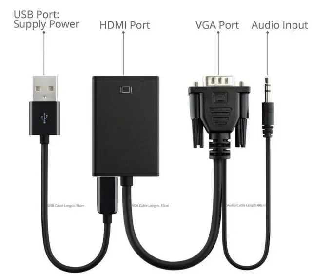 Microconnect VGA naar HDMI adapter actief met USB-voeding