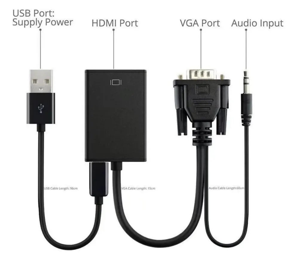 Microconnect VGA naar HDMI adapter actief met USB-voeding