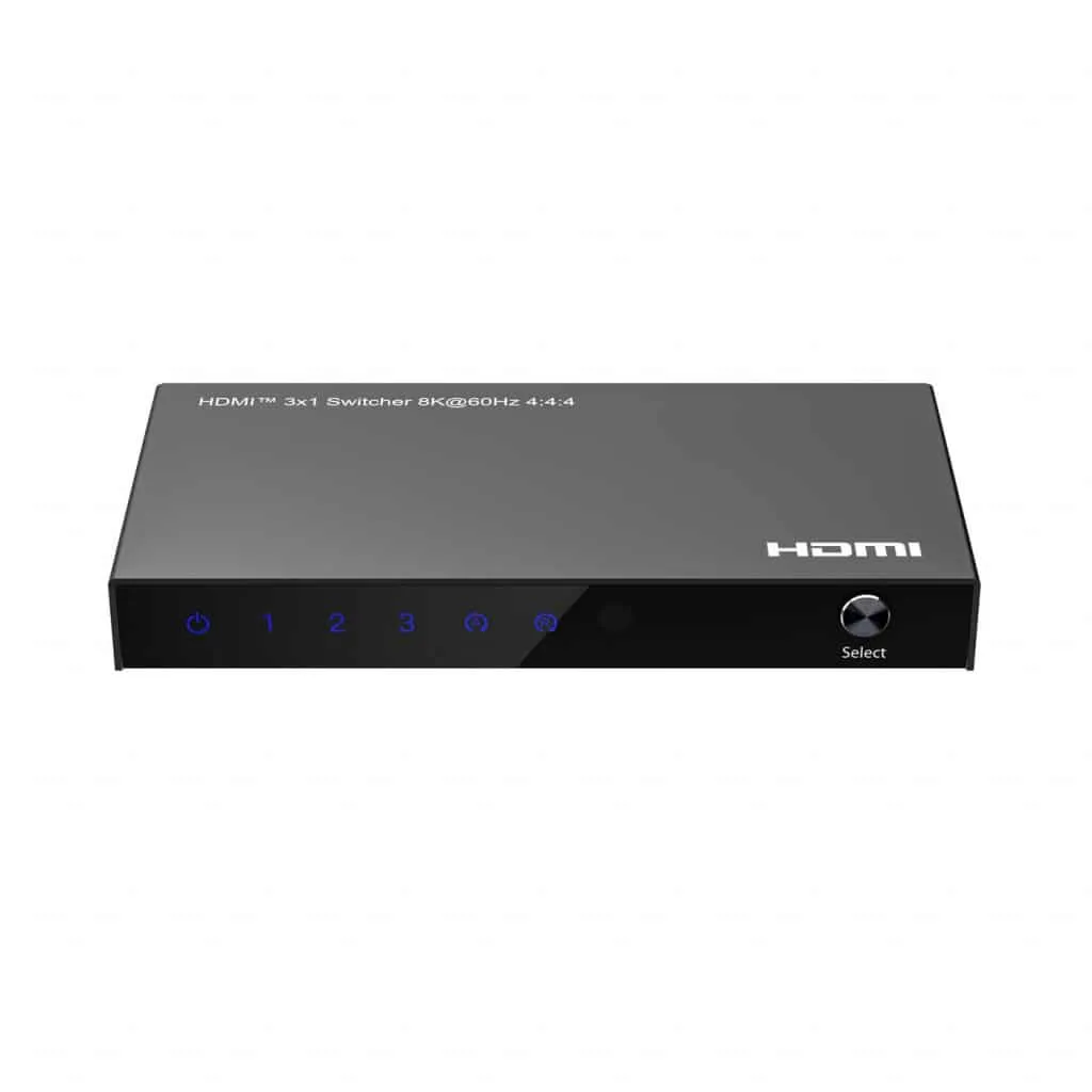 Microconnect HDMI switch 3x1 8K@60Hz met afstandsbediening
