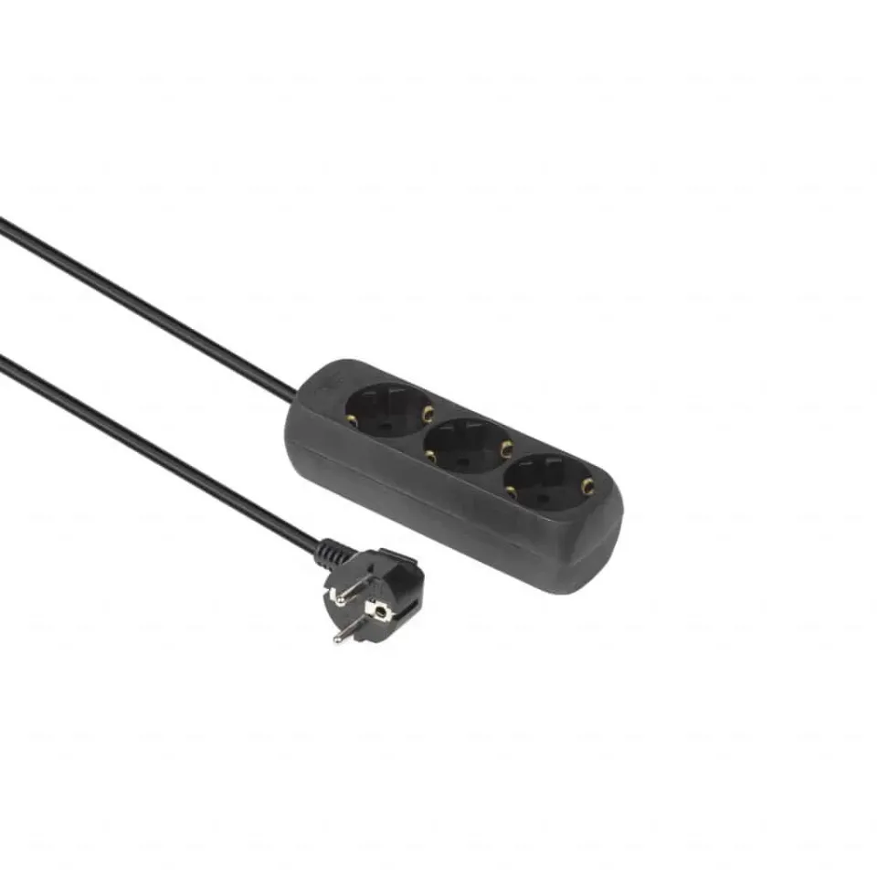 Microconnect 3-weg Schuko stekkerdoos 1,5m zwart