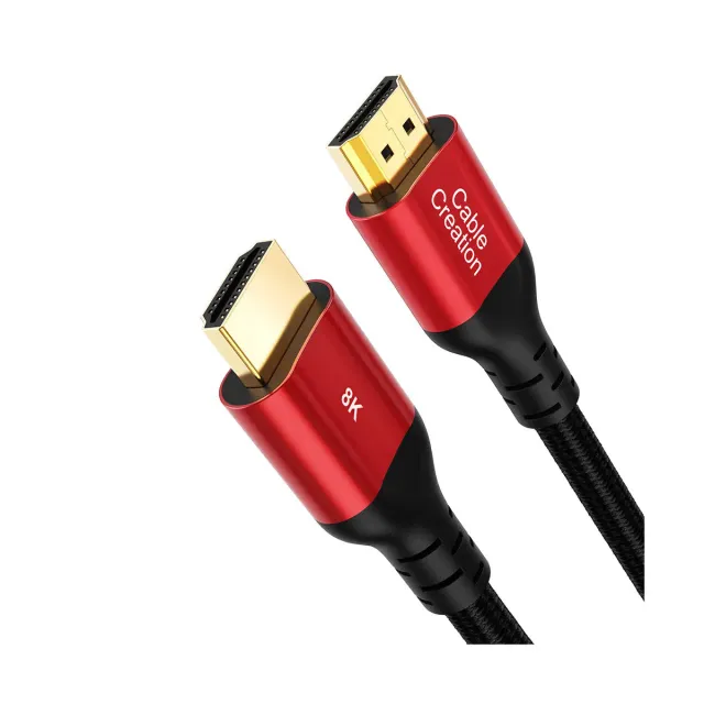 CableCreation HDMI kabel 8K 1 meter rood gevlochten